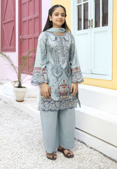 Kids Mona Ready to Wear 3 Pcs Embroidered Lawn Collection 04