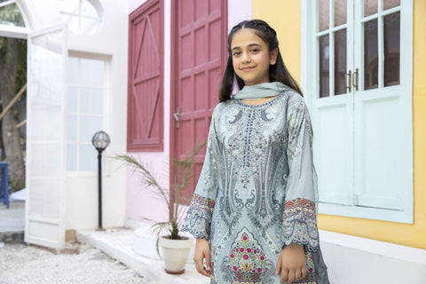 Kids Mona Ready to Wear 3 Pcs Embroidered Lawn Collection 04