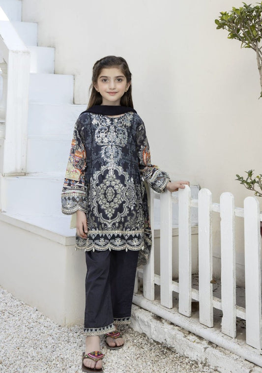 Kids Mona Ready to Wear 3 Pcs Embroidered Lawn Collection 02