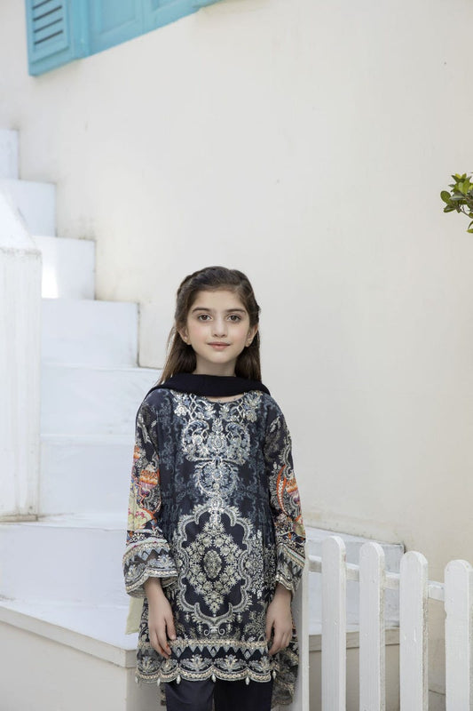 Kids Mona Ready to Wear 3 Pcs Embroidered Lawn Collection 02