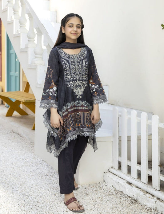 Kids Mona Ready to Wear 3 Pcs Embroidered Lawn Collection 08