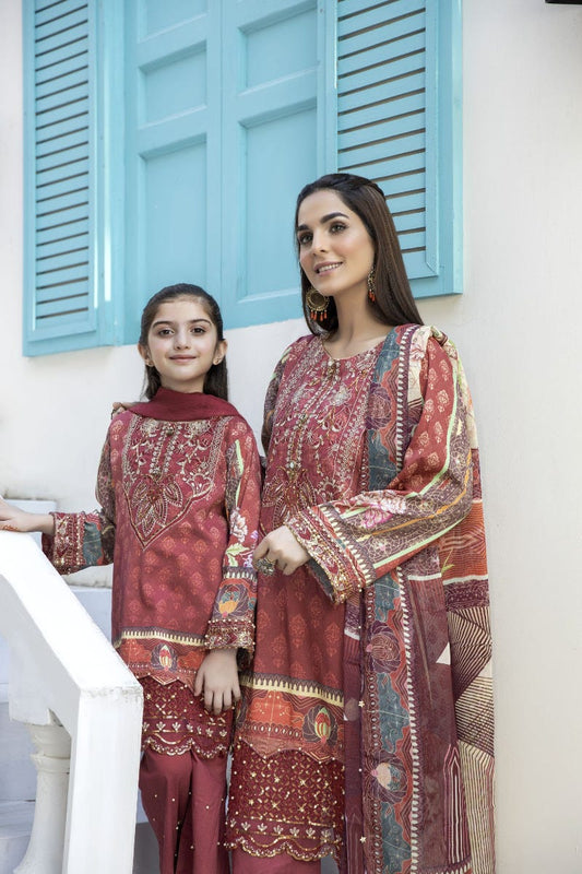 Kids Mona Ready to Wear 3 Pcs Embroidered Lawn Collection 10