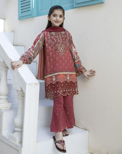 Kids Mona Ready to Wear 3 Pcs Embroidered Lawn Collection 10