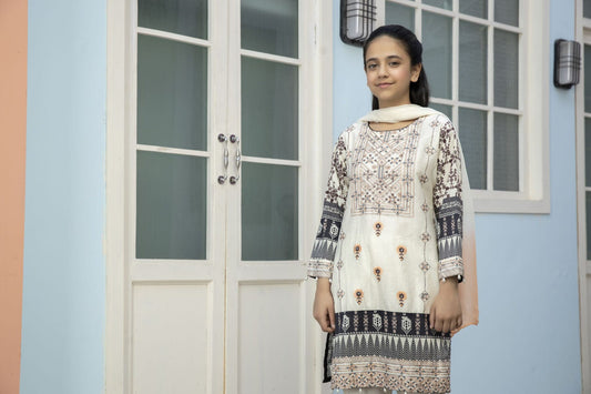 Kids Mona Ready to Wear 3 Pcs Embroidered Lawn Collection 03