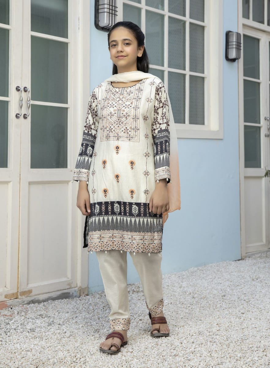 Kids Mona Ready to Wear 3 Pcs Embroidered Lawn Collection 03
