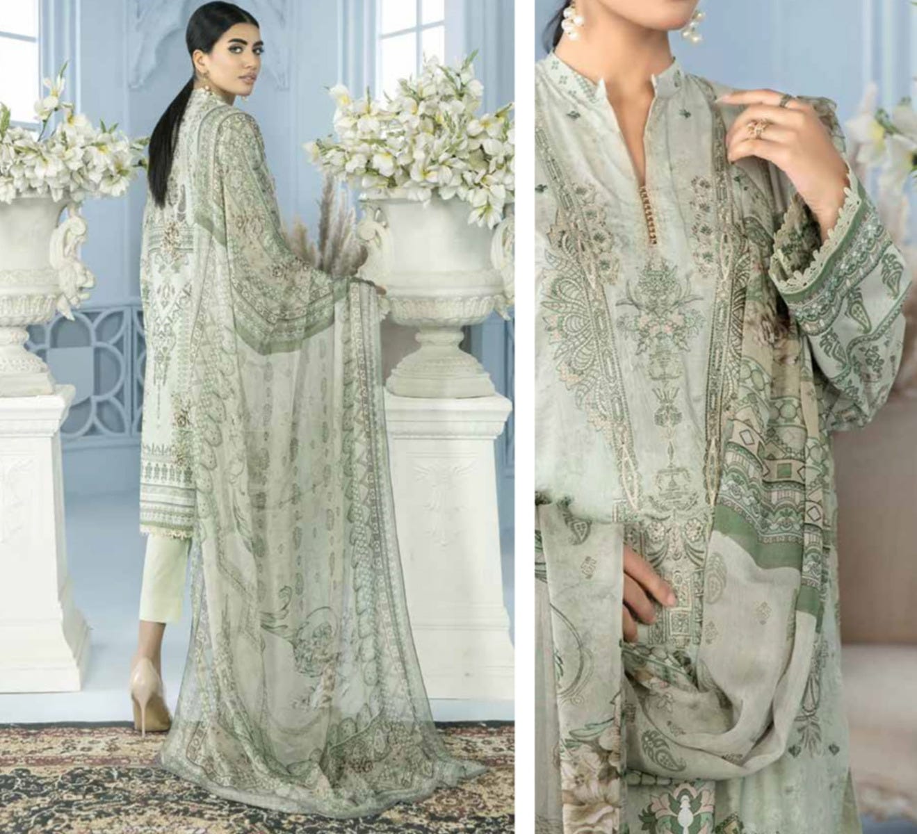 Ready to Wear 3 Pcs Embroidered Lawn with chiffon dopatta 10