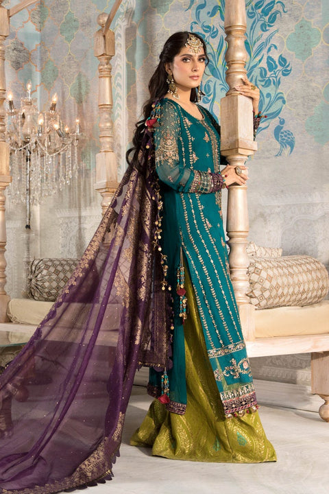 MBROIDERED - Ready to Wear Teal blue, Olive Green and Purple BD-2202