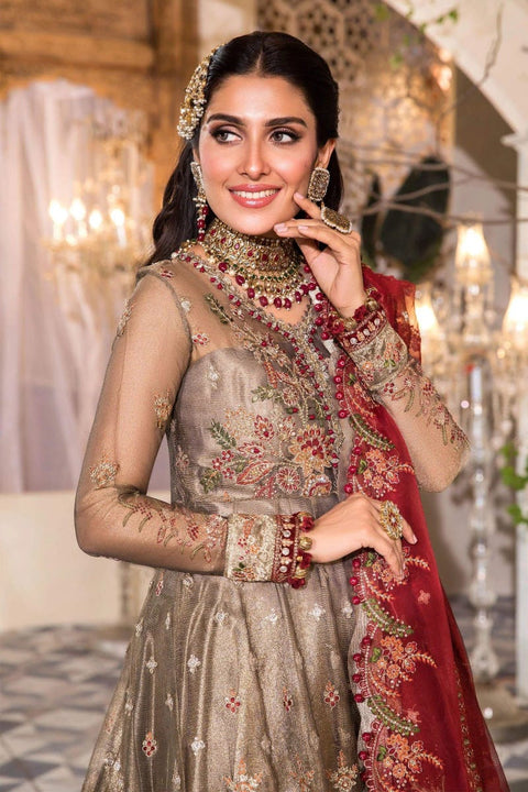MBROIDERED Ready to Wear Burnt Gold and Maroon BD-2401