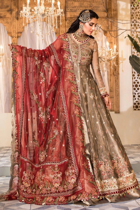MBROIDERED Ready to Wear Burnt Gold and Maroon BD-2401