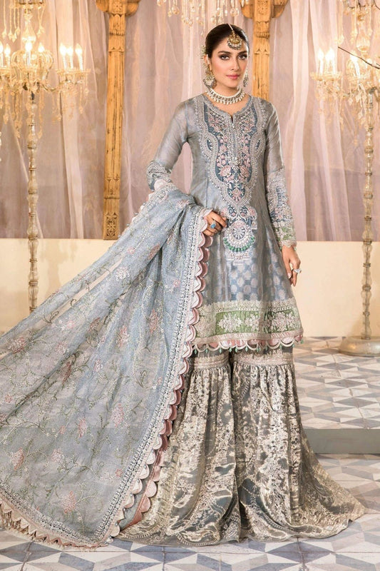 MBROIDERED Ready to Wear Pearl Blue and Ash Pink BD-2403
