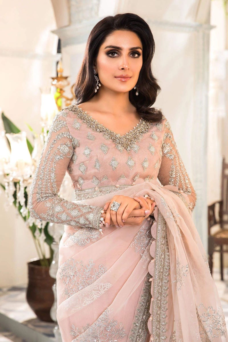 MBROIDERED Ready to Wear Rose Pink and Lilac Sari BD-2404