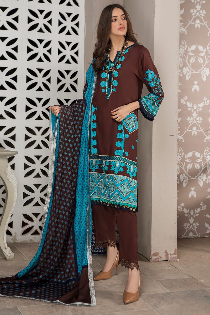 Winter Ready to Wear 3 Pcs Shawl Dress by Gulwarun 01