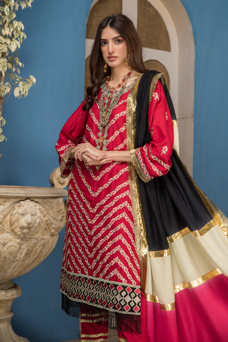 Winter Ready to Wear 3 Pcs Shawl Dress by Gulwarun 08