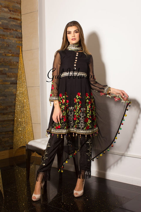 Black floral Luxury Pret by Gulwarun
