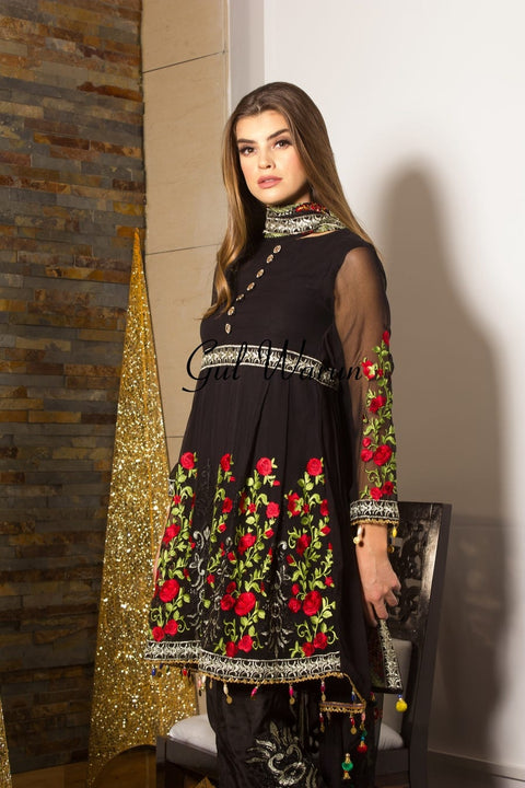 Black floral Luxury Pret by Gulwarun