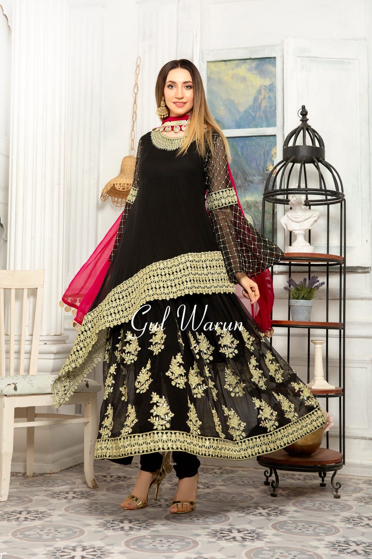 Gulwarun Formal Ready to Wear Chiffon Embroidered Dress 08