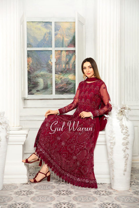 Gulwarun Formal Ready to Wear Chiffon Embroidered Dress 04