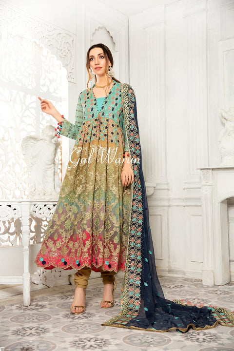 Gulwarun Formal Ready to Wear Chiffon Embroidered Dress 06