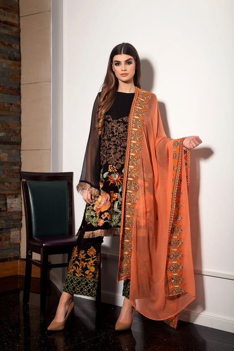 Monarch Luxury Pure Chiffon 3 Pcs Dress by Gulwarun