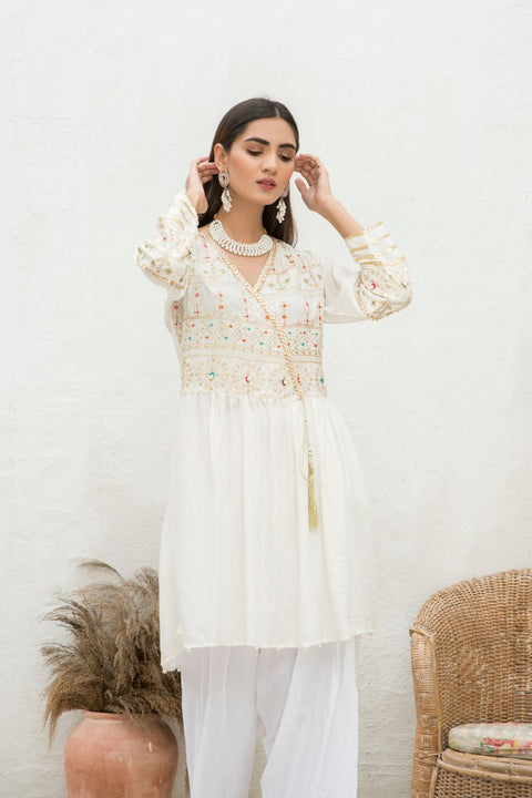 Winter 2 Pcs Linen Embroidered Dress by Hemline 07