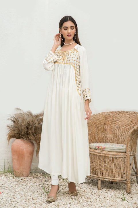 Winter 2 Pcs Linen Embroidered Dress by Hemline 04