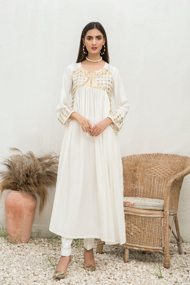 Winter 2 Pcs Linen Embroidered Dress by Hemline 04
