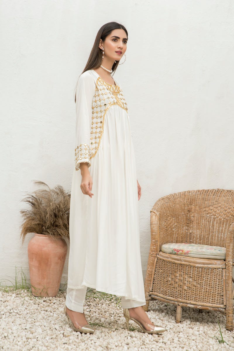 Winter 2 Pcs Linen Embroidered Dress by Hemline 04