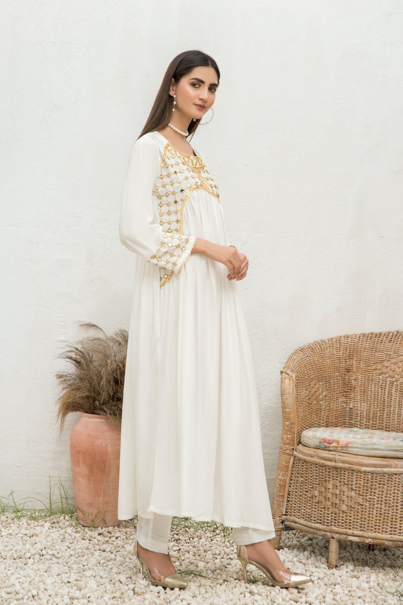 Winter 2 Pcs Linen Embroidered Dress by Hemline 04