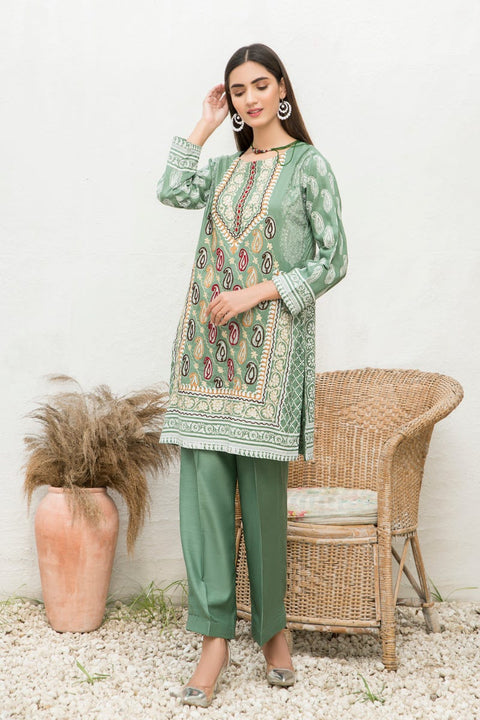 Winter 2 Pcs Linen Embroidered Dress by Hemline 08