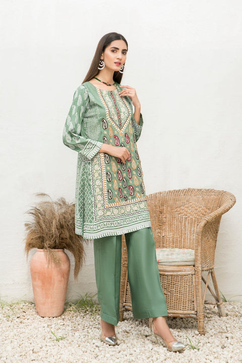Winter 2 Pcs Linen Embroidered Dress by Hemline 08
