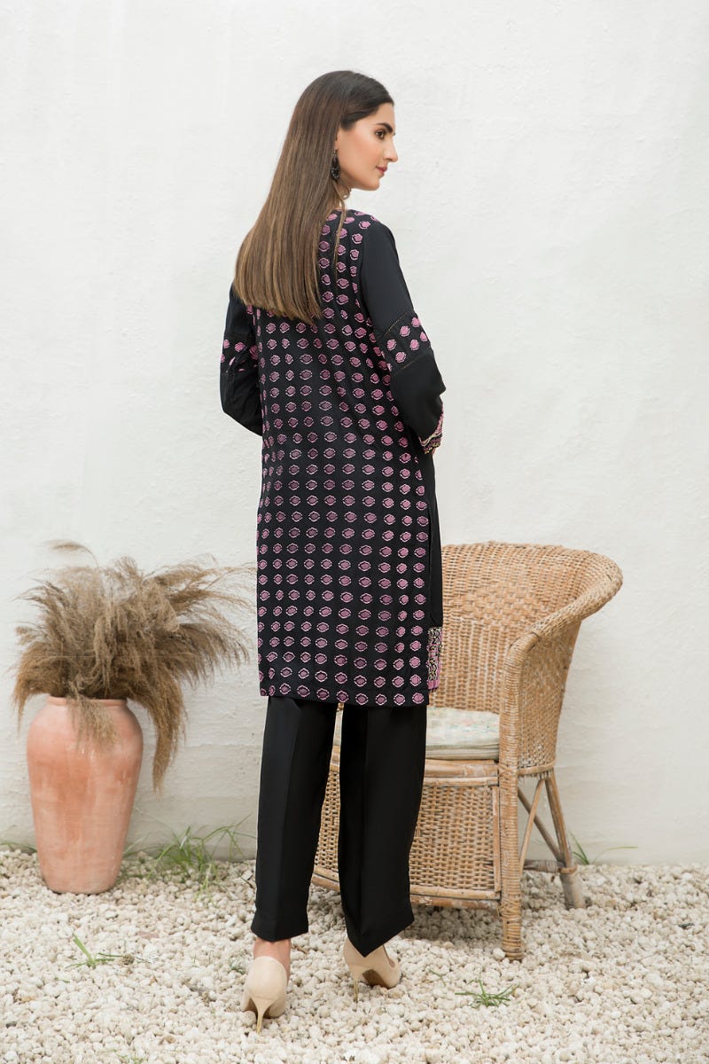 Winter 2 Pcs Linen Embroidered Dress by Hemline 09