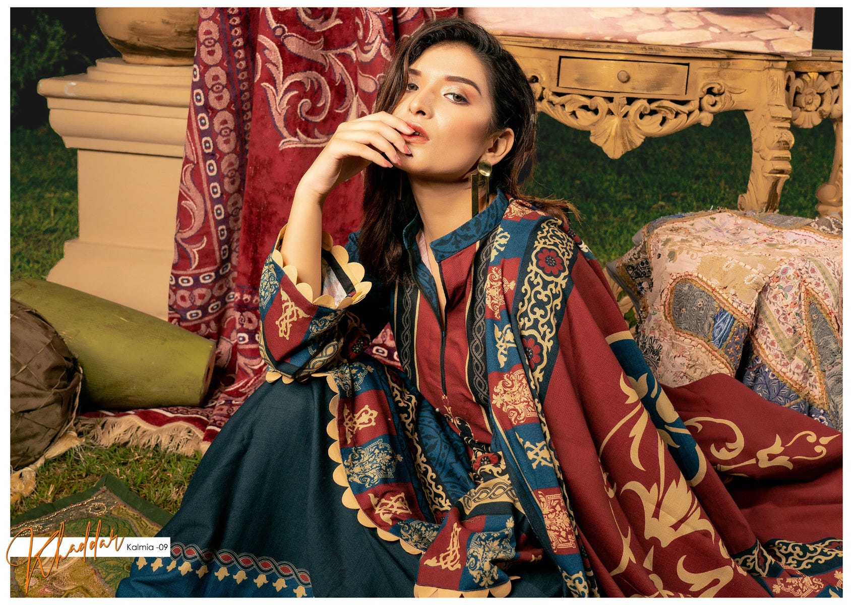 Winter Ready to Wear Digital Linen Dress by Noorma Kaamal 09