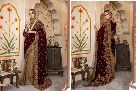 Luxury Formal Ready to Wear Velvet and Net Saari by Noorma Kamal 07