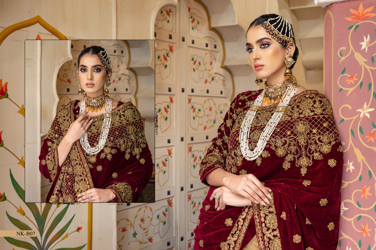 Luxury Formal Ready to Wear Velvet and Net Saari by Noorma Kamal 07