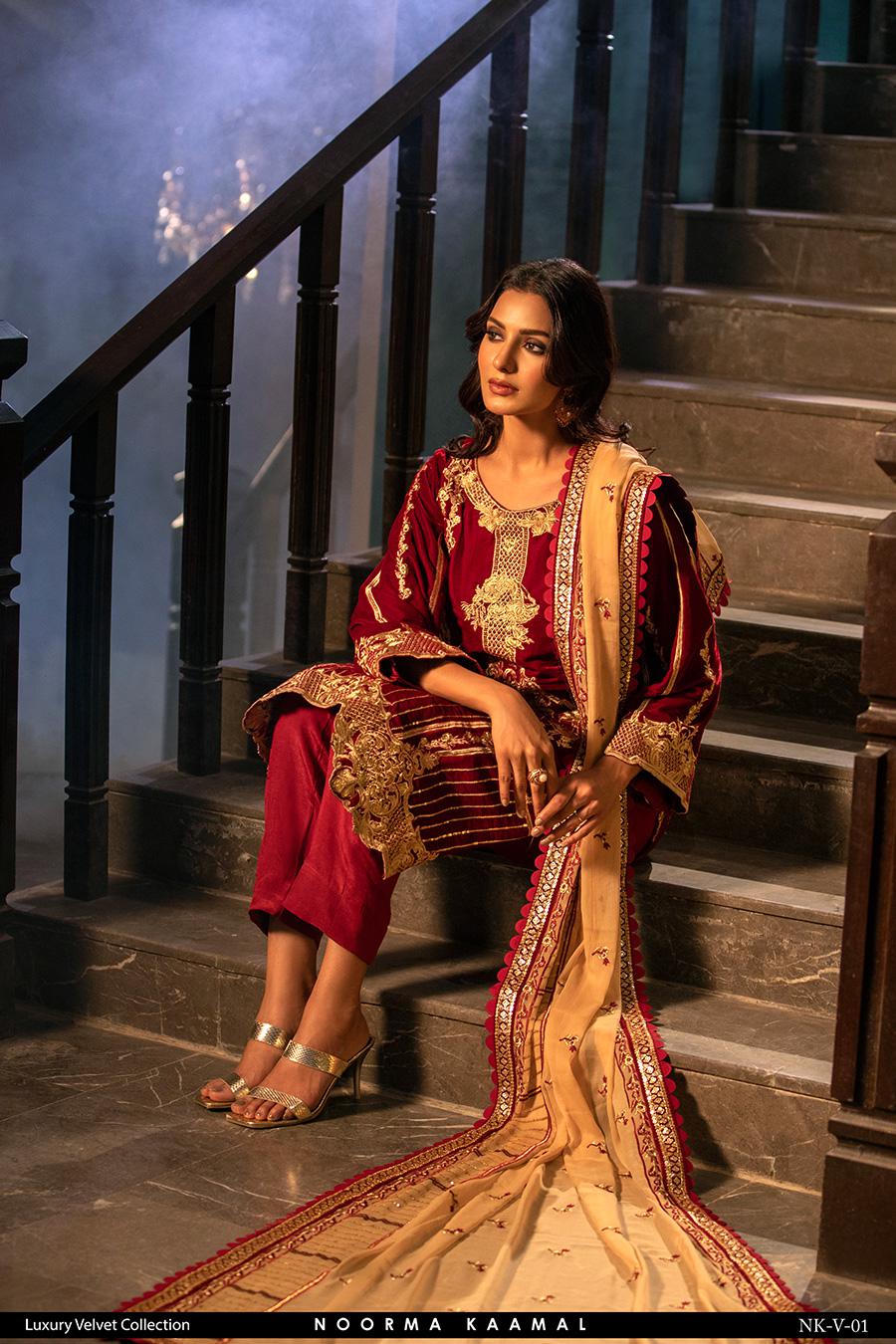 Noorma Kamal 3pc Velvet Dress 01