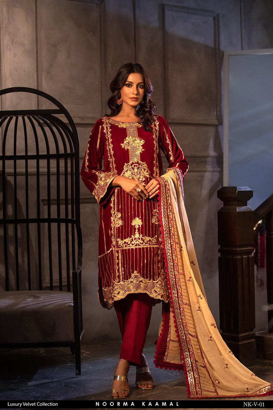 Noorma Kamal 3pc Velvet Dress 01