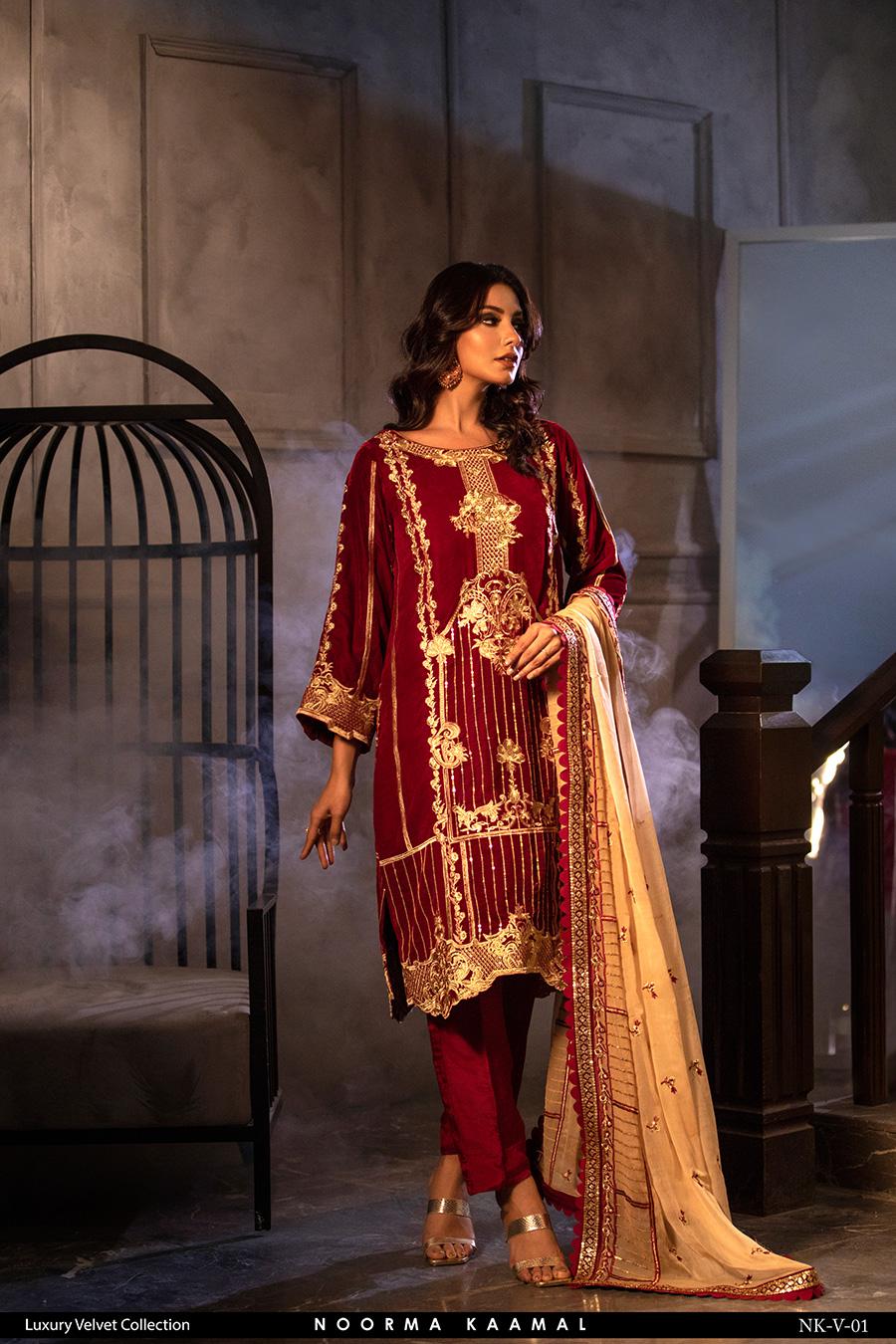 Noorma Kamal 3pc Velvet Dress 01