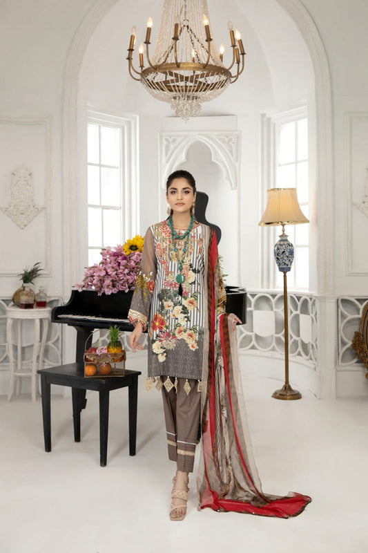 Ready to Wear 3 Pcs Embroidered Lawn Collection by Mona 10