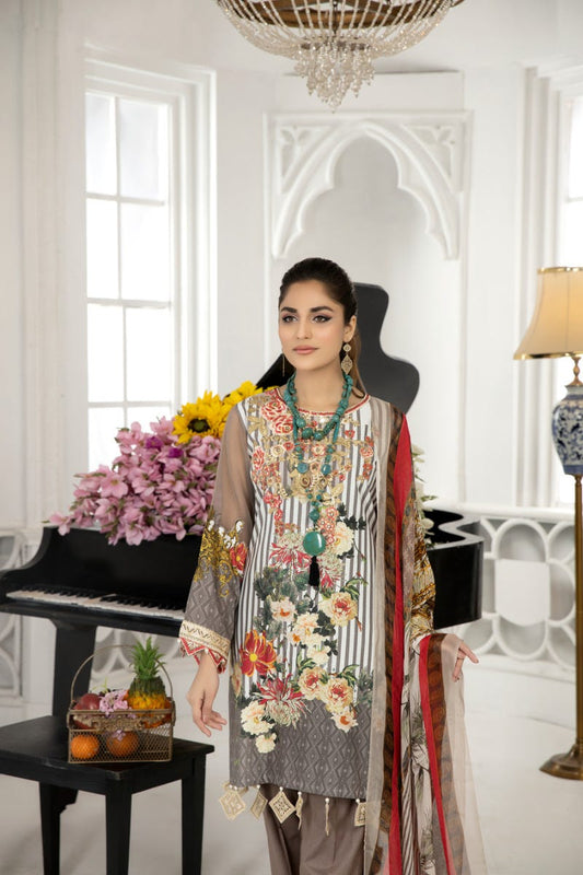 Ready to Wear 3 Pcs Embroidered Lawn Collection by Mona 10
