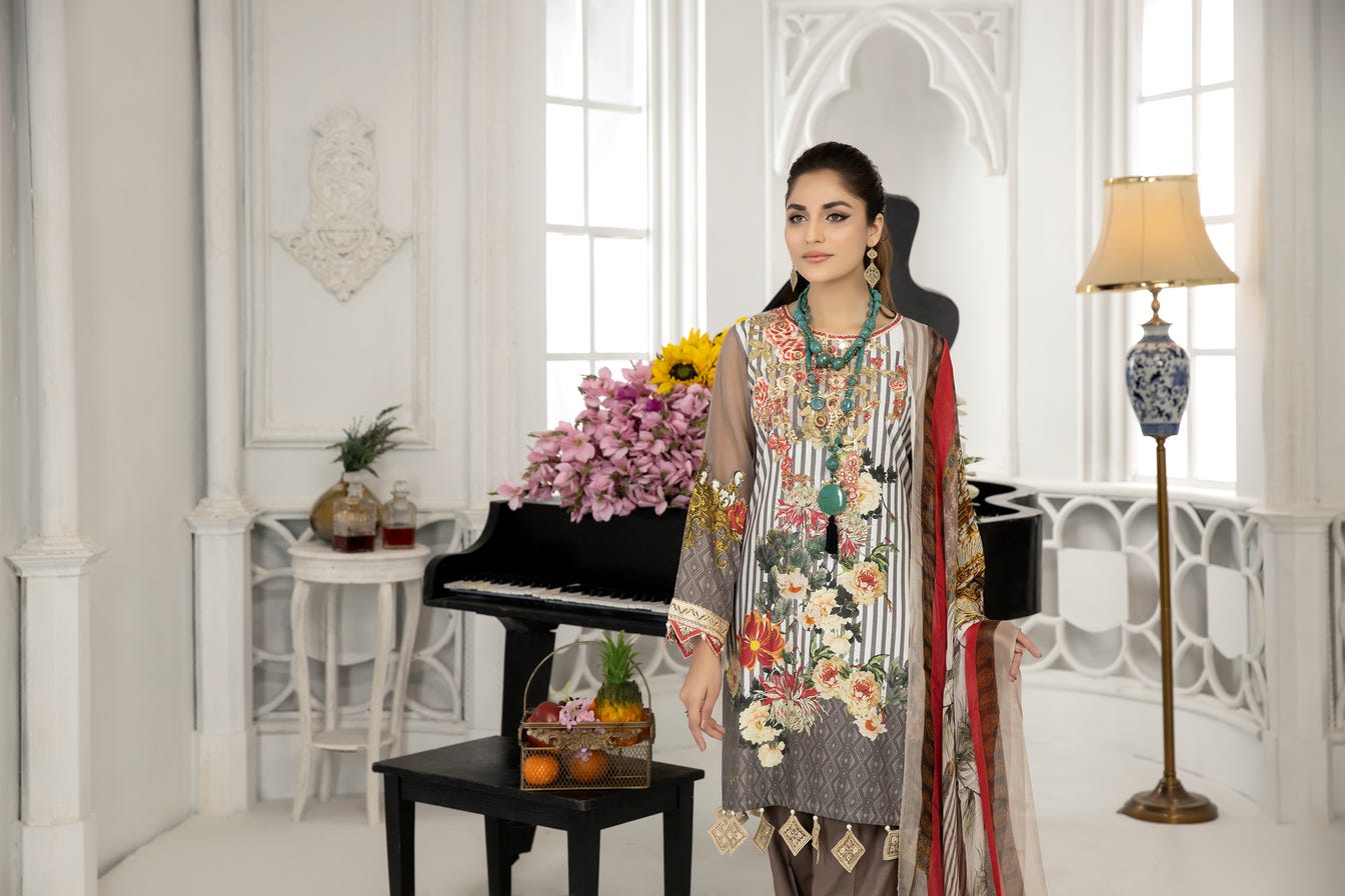 Ready to Wear 3 Pcs Embroidered Lawn Collection by Mona 10