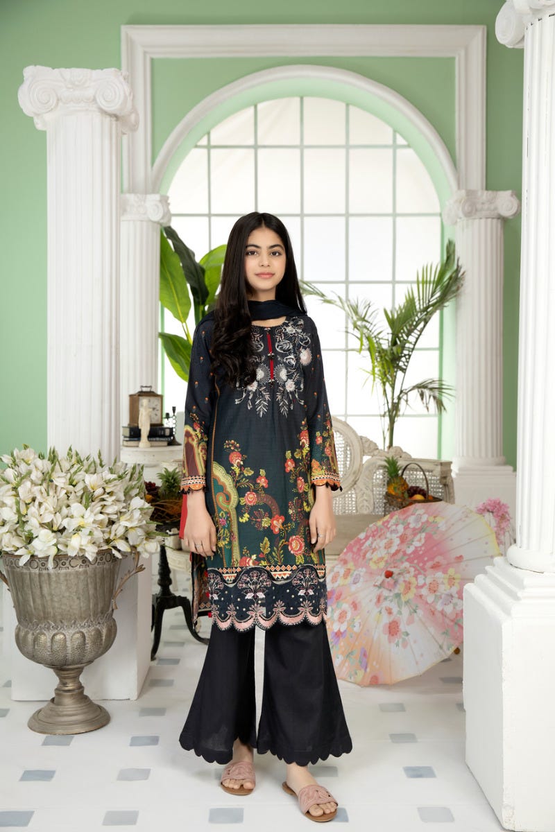 Kids Ready to Wear 3 Pcs Embroidered Lawn Collection by Mona 03