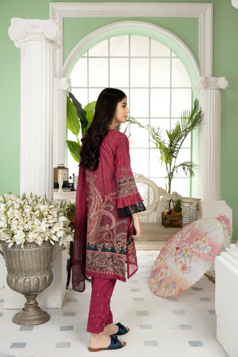 Kids Ready to Wear Embroidered 3 Pcs Lawn Collection by Mona 01