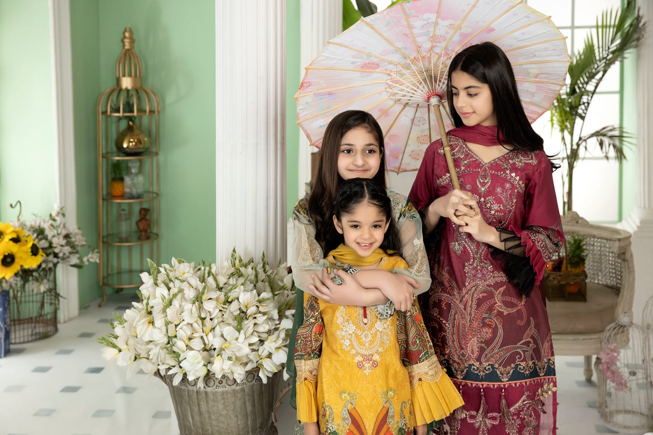 Kids Ready to Wear Embroidered 3 Pcs Lawn Collection by Mona 01