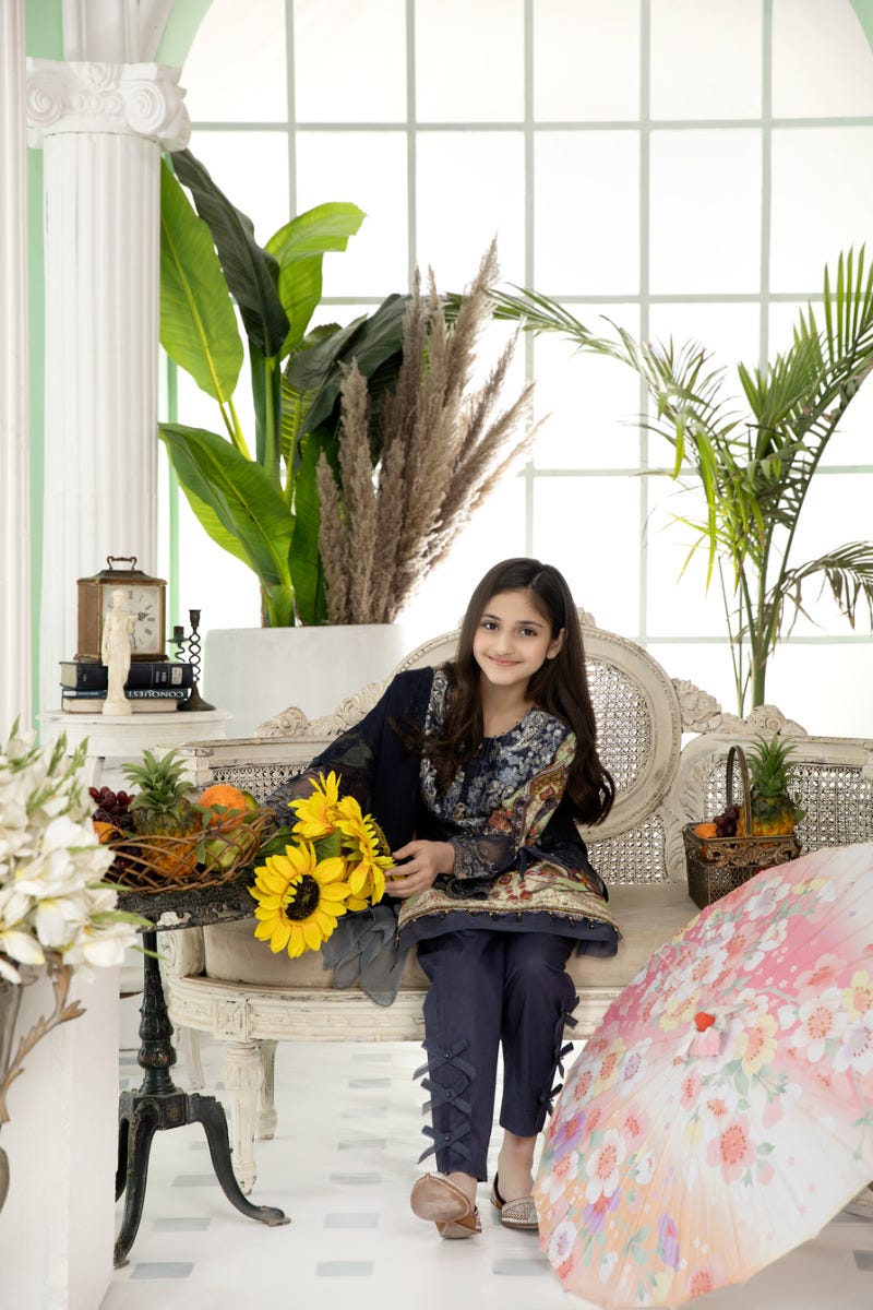 Kids Ready to Wear 3 Pcs Embroidered Lawn Collection by Mona 09