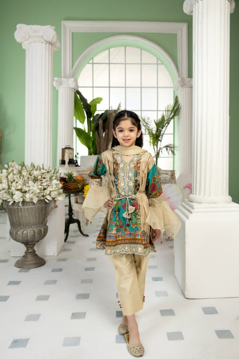 Kids Ready to Wear 3 Pcs Embroidered Lawn Collection by Mona 04