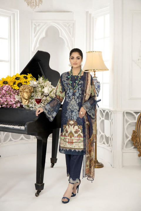 Ready to Wear 3 Pcs Embroidered Lawn Collection by Mona 09