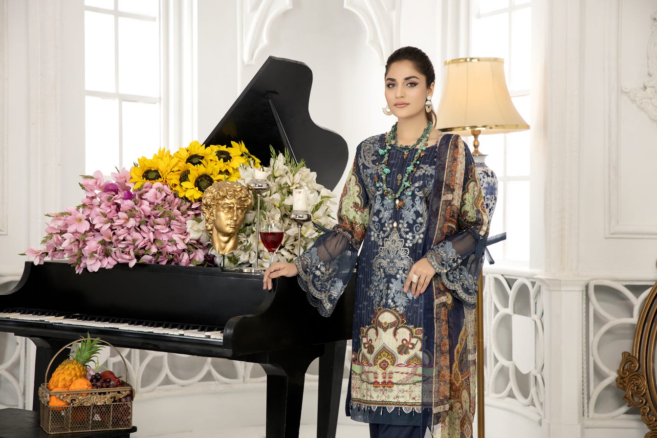 Ready to Wear 3 Pcs Embroidered Lawn Collection by Mona 09