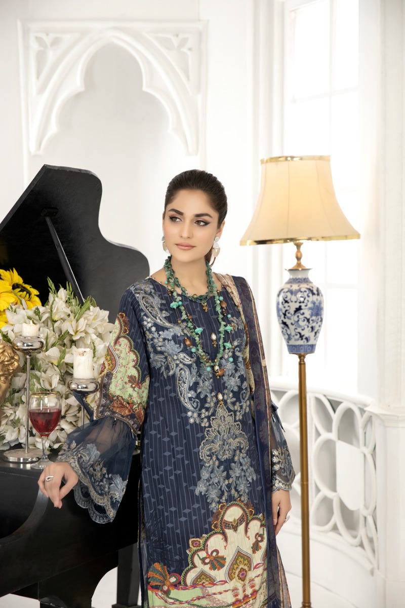 Ready to Wear 3 Pcs Embroidered Lawn Collection by Mona 09