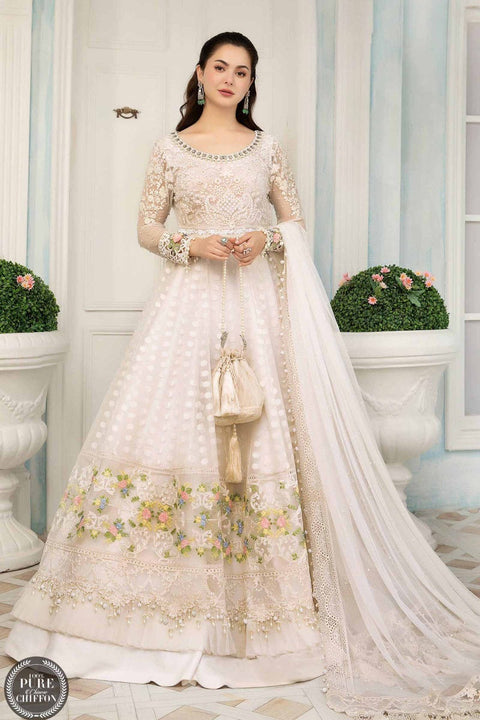 Maria B. Chiffon Pearl White and Pastel 03
