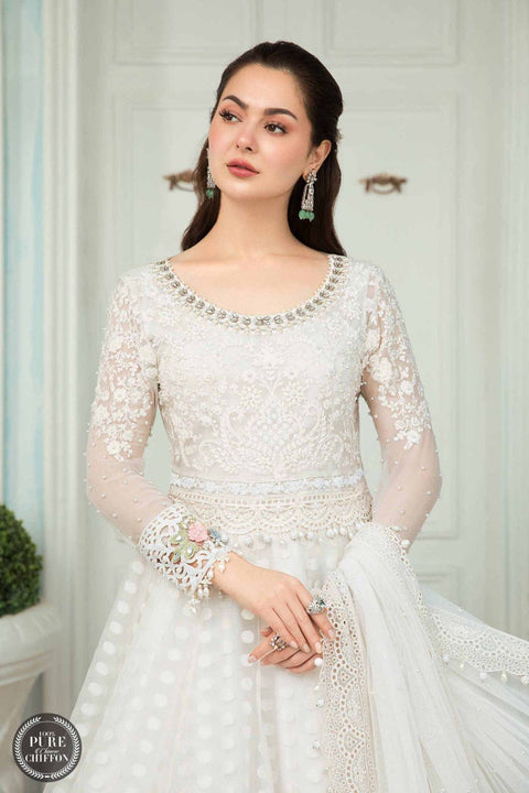 Maria B. Chiffon Pearl White and Pastel 03